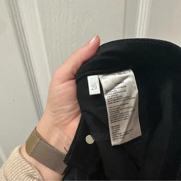 L'AGENCE Black Pants Stevie Velvet Jeans in Noir 29 flare - Picture 5 of 8